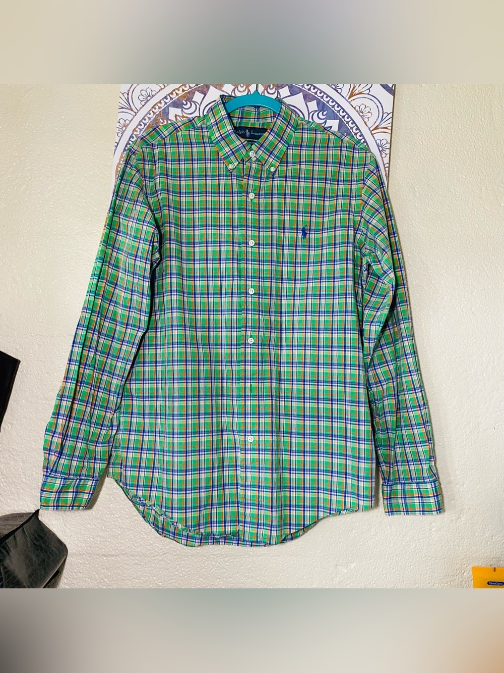 Ralph Lauren Green Blue Yellow Plaid Button-Down Shirt